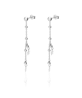 Sterling Silver Three Star Drop Earrings