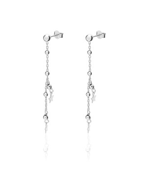 Sterling Silver Three Star Drop Earrings