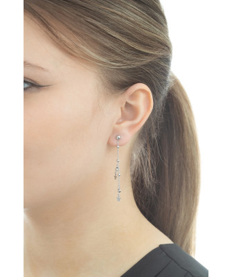 Sterling Silver Three Star Drop Earrings