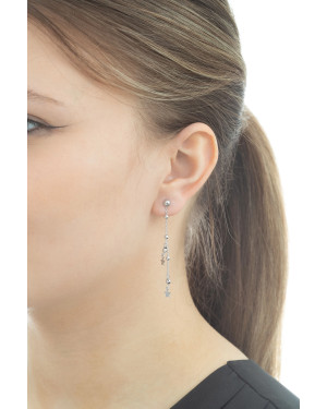 Sterling Silver Three Star Drop Earrings