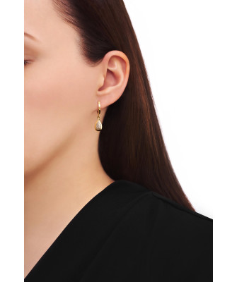 Gold dangling earrings with cubic zirconia 8k