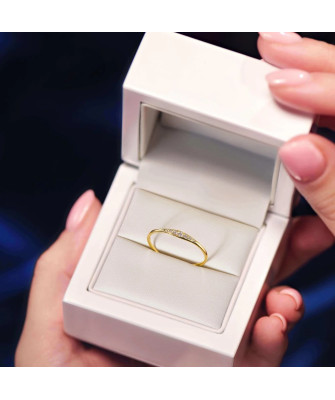 Pierścionek cienki 14k cyrkonie