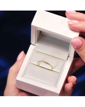 Pierścionek cienki 14k cyrkonie