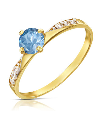 Gold engagement ring 14k blue stone