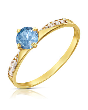 Gold engagement ring 14k blue stone
