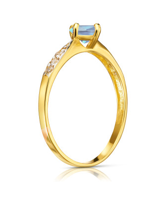 Gold engagement ring 14k blue stone