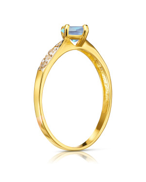 Gold engagement ring 14k blue stone