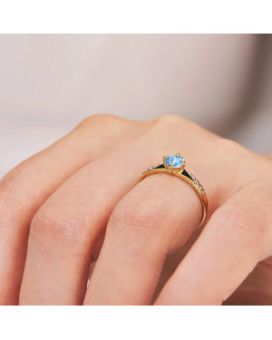 Gold engagement ring 14k blue stone