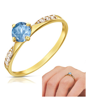 Gold engagement ring 14k blue stone