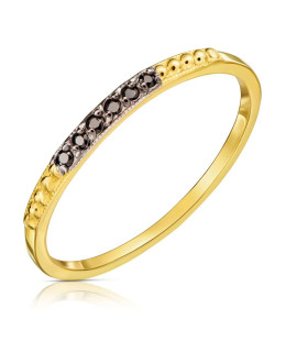 Gold ring black stones 14k