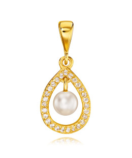 Gold pendant with Pearl surrounded by zircons