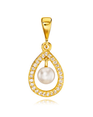 Gold pendant with Pearl surrounded by zircons