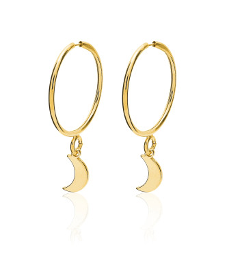 Gold Plated Moon Hoop Earrings