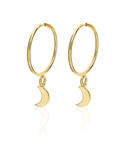 Gold Plated Moon Hoop Earrings