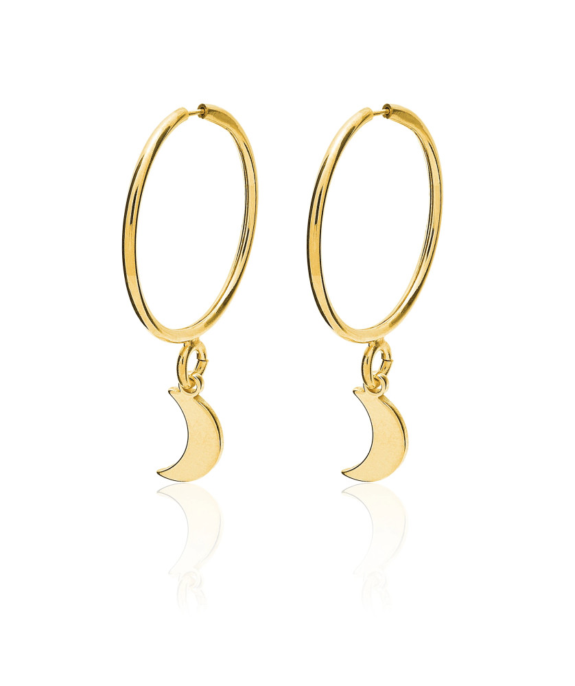 Gold Plated Moon Hoop Earrings