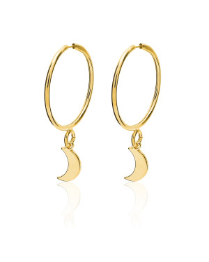Gold Plated Moon Hoop Earrings