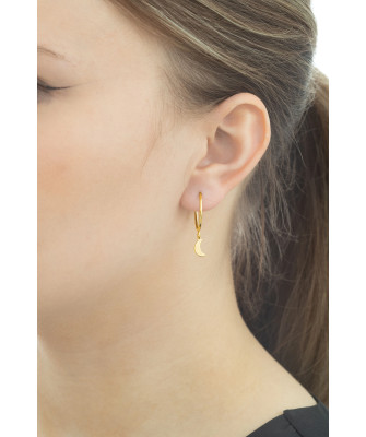 Gold Plated Moon Hoop Earrings