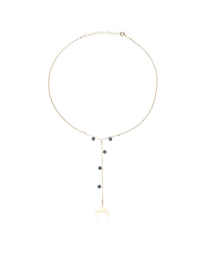 Gold-plated necklace black stones MOON