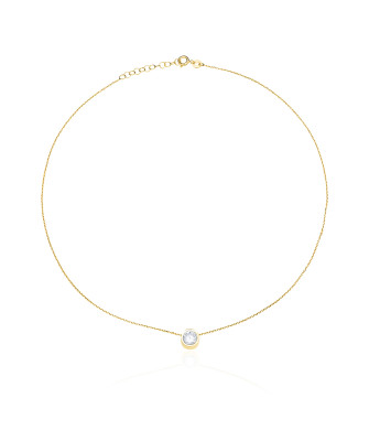Gold-Plated Silver Necklace with Cubic Zirconia Circle 45cm
