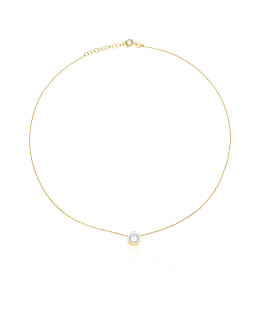 Gold-Plated Silver Necklace with Cubic Zirconia Circle 45cm