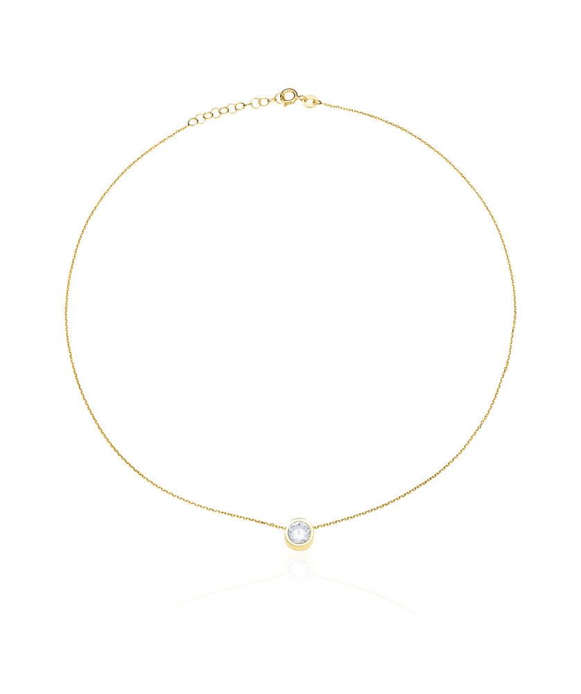 Gold-Plated Silver Necklace with Cubic Zirconia Circle 45cm