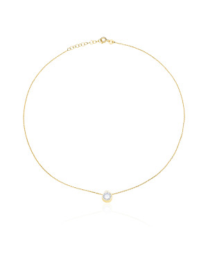 Gold-Plated Silver Necklace with Cubic Zirconia Circle 45cm