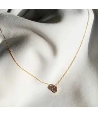 Gold-Plated Silver Necklace with Cubic Zirconia Circle 45cm