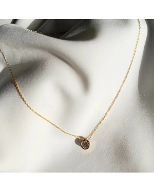 Gold-Plated Silver Necklace with Cubic Zirconia Circle 45cm