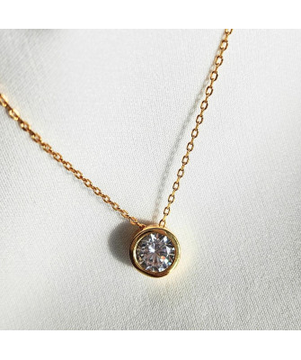 Gold-Plated Silver Necklace with Cubic Zirconia Circle 45cm