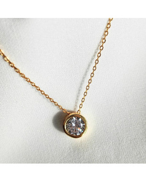 Gold-Plated Silver Necklace with Cubic Zirconia Circle 45cm