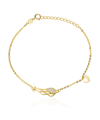 Gold-plated bracelet ANGEL WING heart