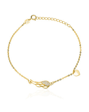 Gold-plated bracelet ANGEL WING heart