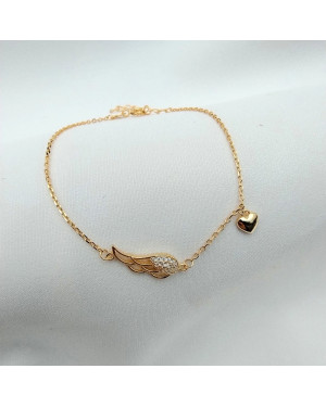 Gold-plated bracelet ANGEL WING heart