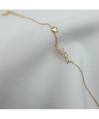 Gold-plated bracelet ANGEL WING heart