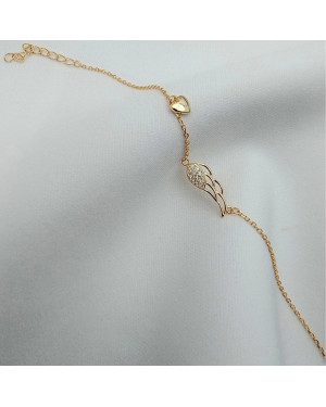 Gold-plated bracelet ANGEL WING heart