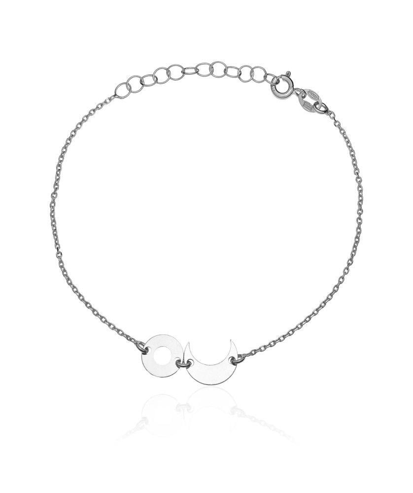 Silver bracelet circle and moon