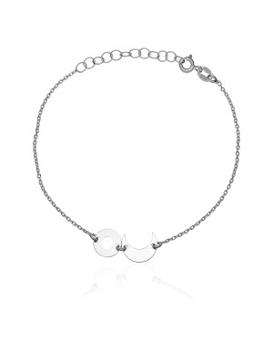 Silver bracelet circle and moon