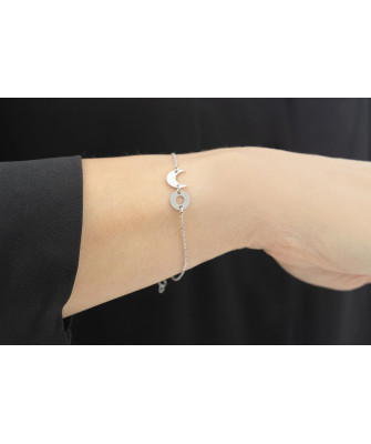 Silver bracelet circle and moon