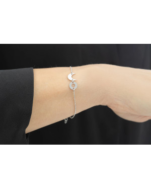 Silver bracelet circle and moon