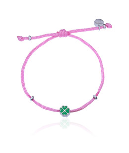 Silver bracelet PINK string CLOVER