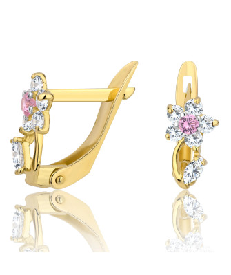 SHINY BEAUTIFUL GOLDEN FLOWER EARRINGS light pink