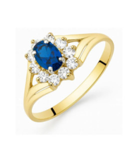 14k Gold Ring with Blue Oval Zirconia – Elegant Sapphire-Blue Stone