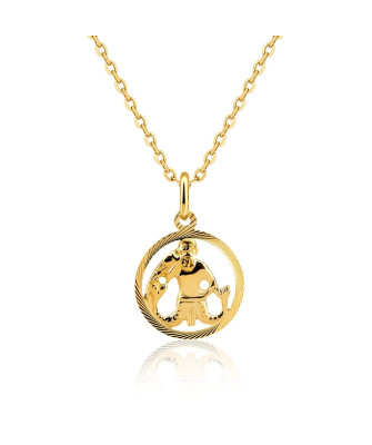 Gold pendant ZODIAC sign AQUARIUS 14k test