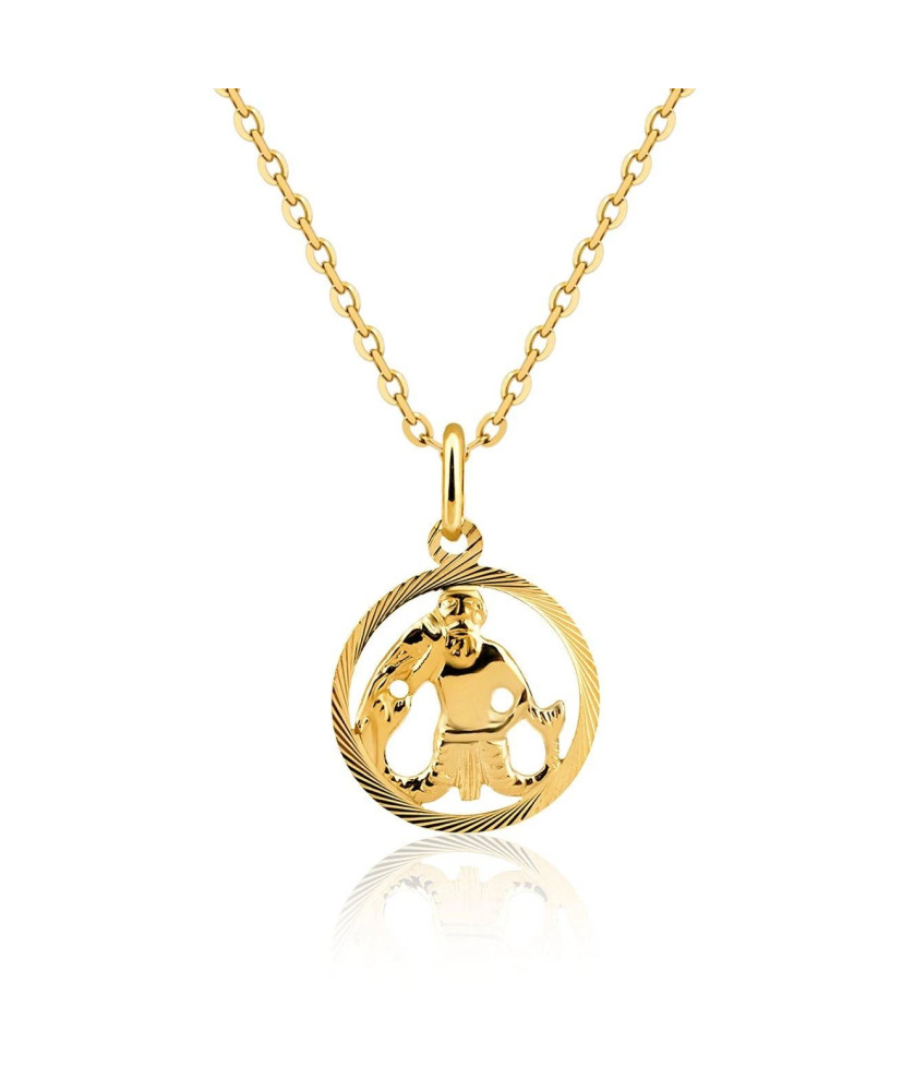 Gold pendant ZODIAC sign AQUARIUS 14k test