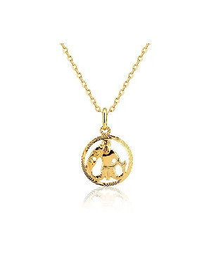 Gold pendant ZODIAC sign AQUARIUS 14k test