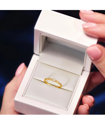 Delicate 14k engagement ring with cubic zirconia