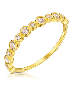 Gold ring with white cubic zirconia 14k