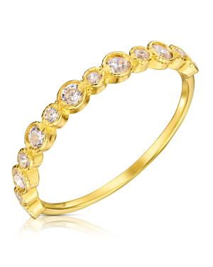 Gold ring with white cubic zirconia 14k