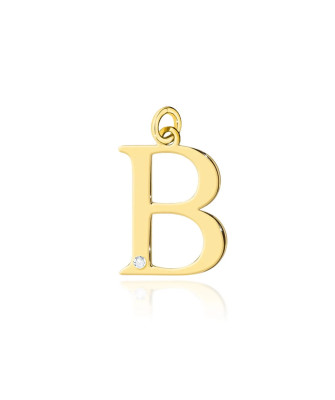 Gold pendant 14k (14k) small B diamond
