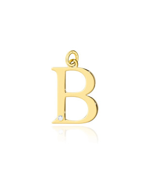 Gold pendant 14k (14k) small B diamond
